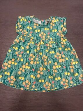 Tea Collection Green Cactus & Yellow Floral Dress